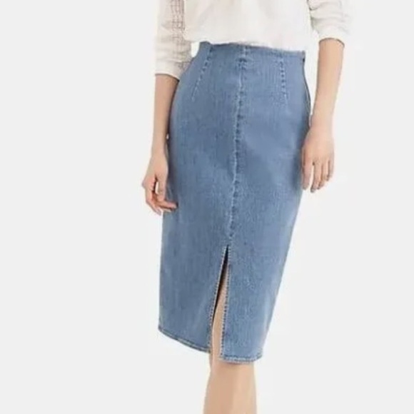 J.Crew Women's Stretch Medium Wash Denim Pencil Skirt size 10 - Picture 10 of 14